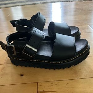 Dr Martens sandals, black leather, like new, size 8.